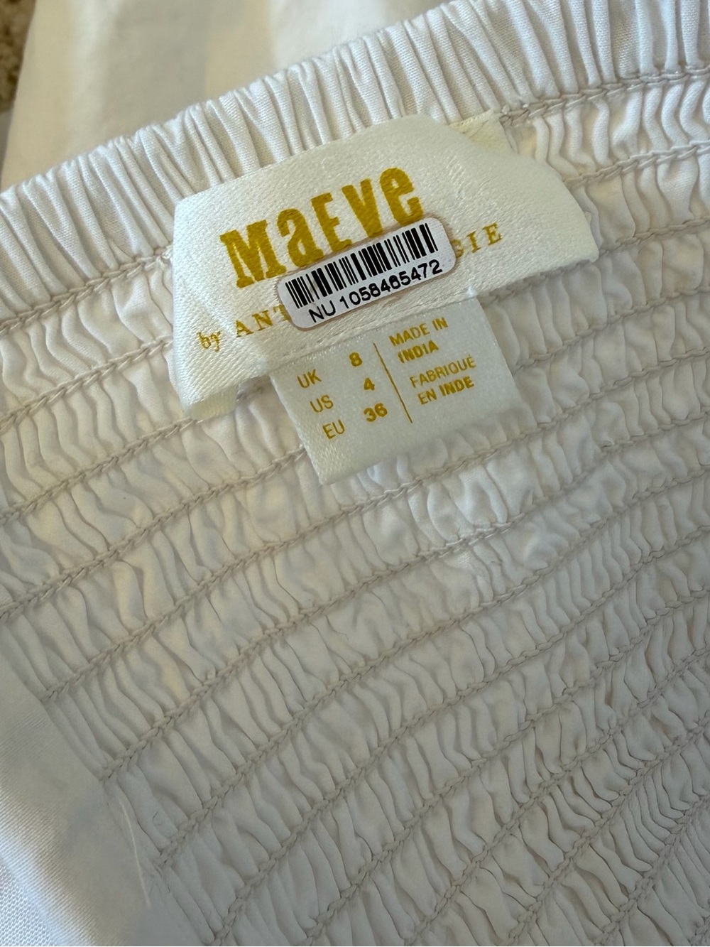 Maeve/Anthropologie Bustier Wide Leg Jumpsuit in White/Black, Size 4 - Picture 10 of 11